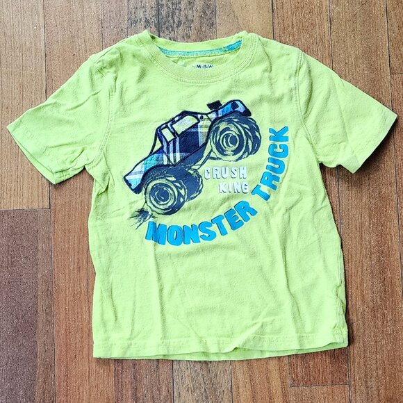 Jumping Beans Lime Green Monster Truck "Crush King" T-Shirt Size 5/6 - Picture 2 of 8